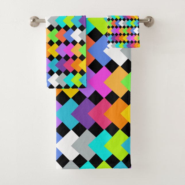 Neon Diamonds Bath Towel Set (Insitu)