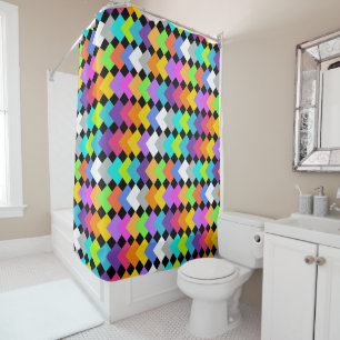 Neon Diamonds  Shower Curtain