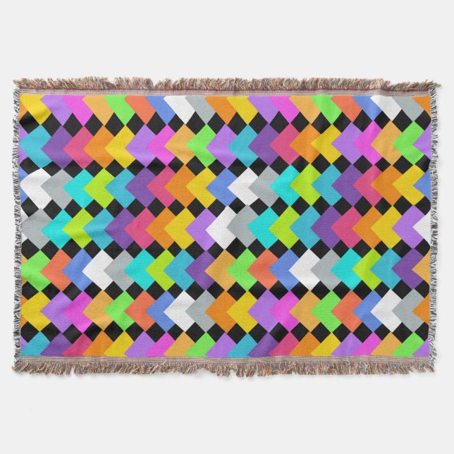 Neon Diamonds  Throw Blanket (Front)