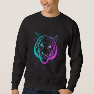 Neon digital tiger art sweatshirt
