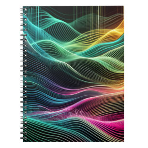 Neon Digital Wave Pattern Notebook