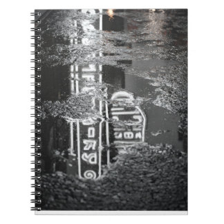 Neon Diner Reflection Rain Notebook