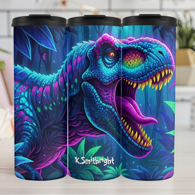 Neon Dinosaur Jungle Vibrant Roar Thermal Tumbler (Creator Uploaded)