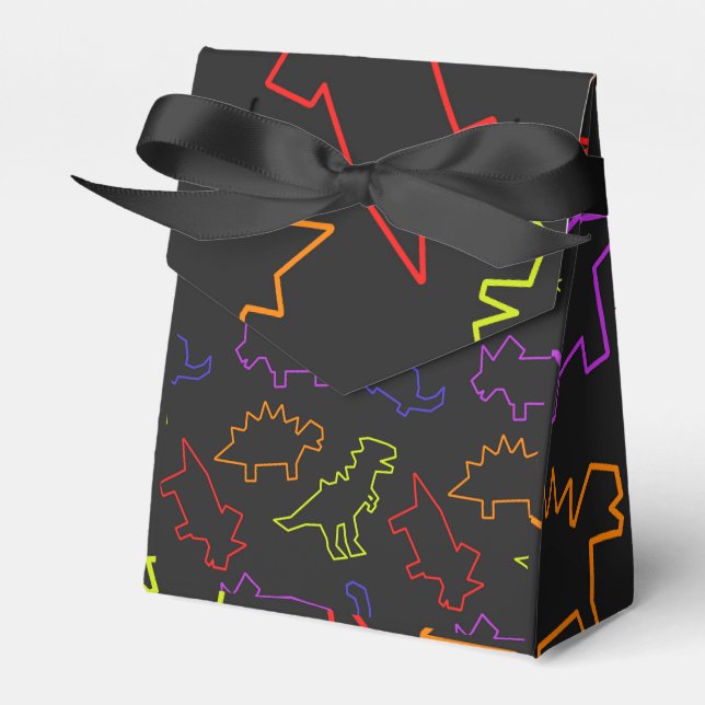 Neon Dinosaur Outlines Favour Box (Front Side)