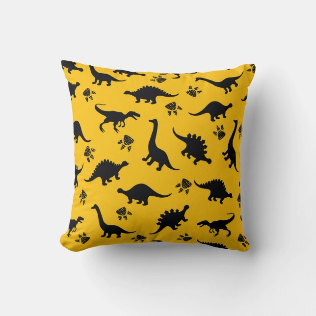 Neon dinosaurs, urban grunge pattern cushion (Front)