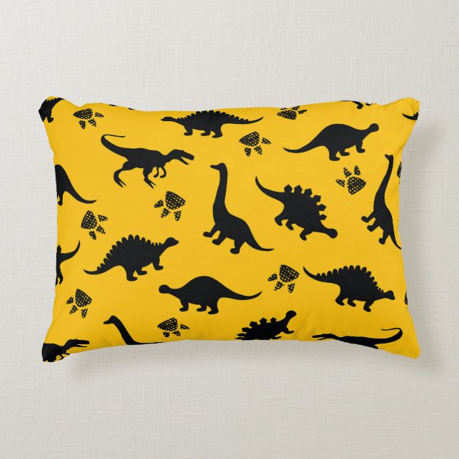 Neon dinosaurs, urban grunge pattern decorative cushion (Front)