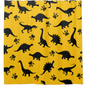 Neon dinosaurs, urban grunge pattern shower curtain