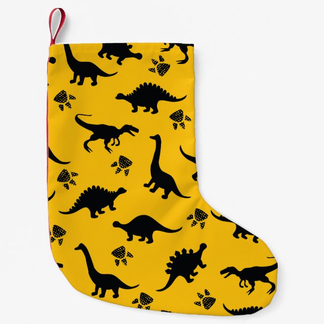 Neon dinosaurs, urban grunge pattern small christmas stocking (Front)