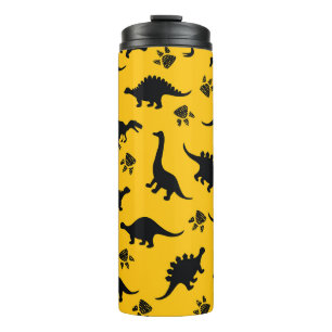 Neon dinosaurs, urban grunge pattern thermal tumbler