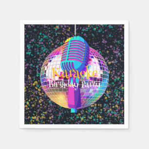 Neon Disco Ball Karaoke Birthday Party Napkin