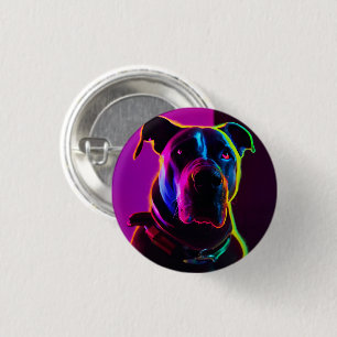 neon dog 3 cm round badge