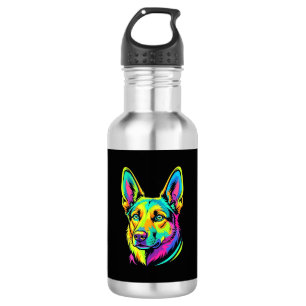 Neon Dog Colourful Vector Portrait 532 Ml Water Bottle