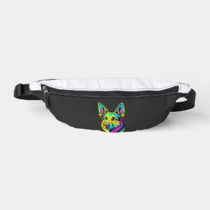 Neon Dog Colourful Vector Portrait Bum Bags