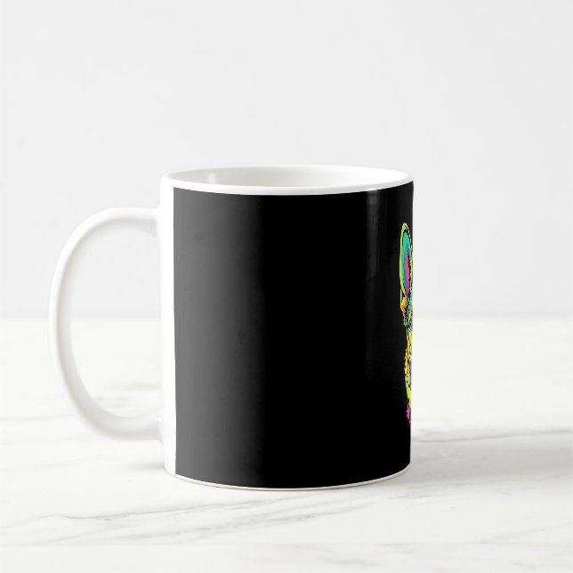 Neon Dog Colourful Vector Portrait Coffee Mug (Left)