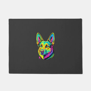 Neon Dog Colourful Vector Portrait Doormat