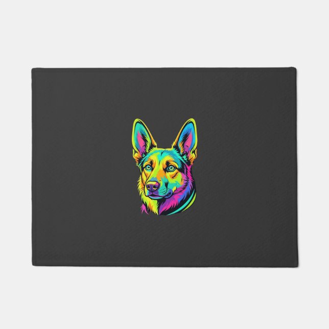 Neon Dog Colourful Vector Portrait Doormat (Front)
