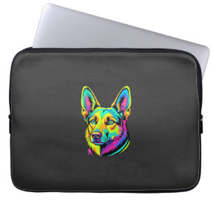 Neon Dog Colourful Vector Portrait Laptop Sleeve