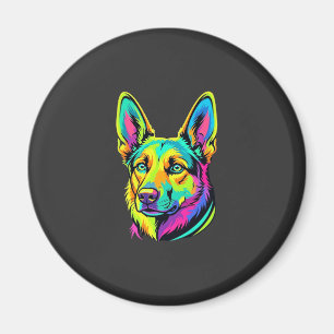 Neon Dog Colourful Vector Portrait Magnet