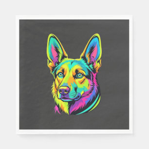 Neon Dog Colourful Vector Portrait Napkin