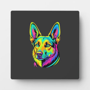 Neon Dog Colourful Vector Portrait Plaque