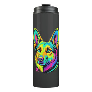 Neon Dog Colourful Vector Portrait Thermal Tumbler