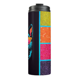 Neon Dog faux glitter Thermal Tumbler