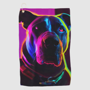 neon dog golf towel