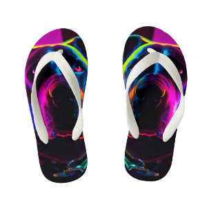 neon dog kid's thongs