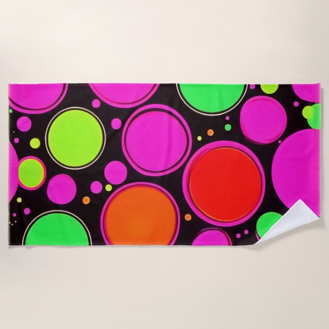 Neon Dot Party Beach Towel (Front)
