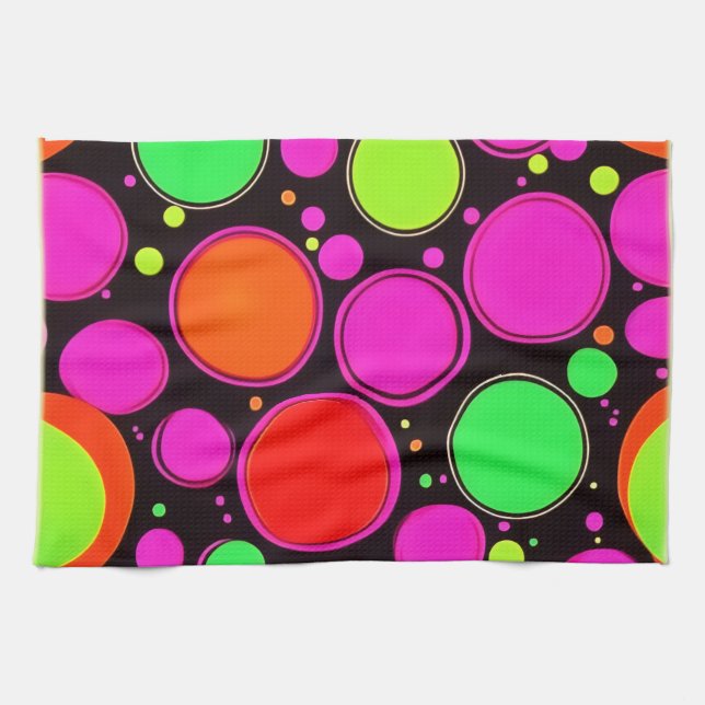 Neon Dot Party Tea Towel (Horizontal)