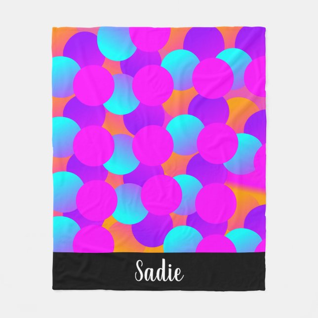 Neon Dots Kids Bubbles Ombre Pattern Fleece Blanket (Front)