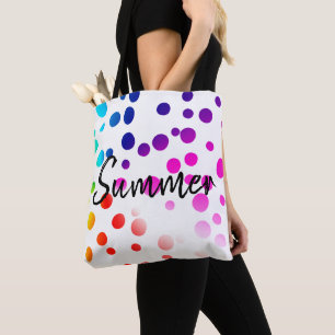 Neon Dots with Summer Text Tote Bag