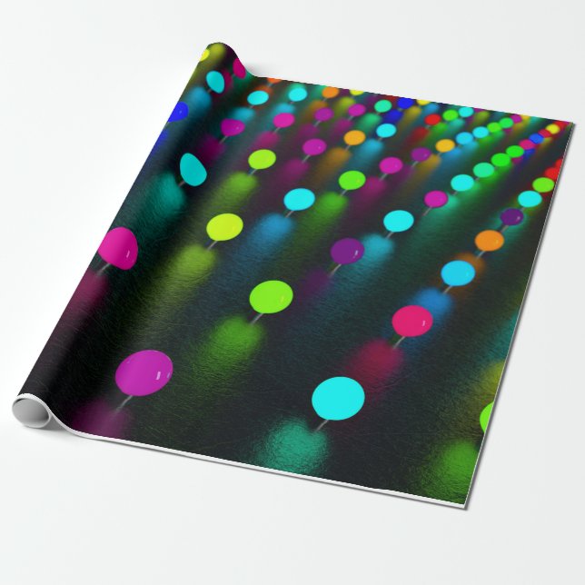 Neon Dots Wrapping Paper (Unrolled)