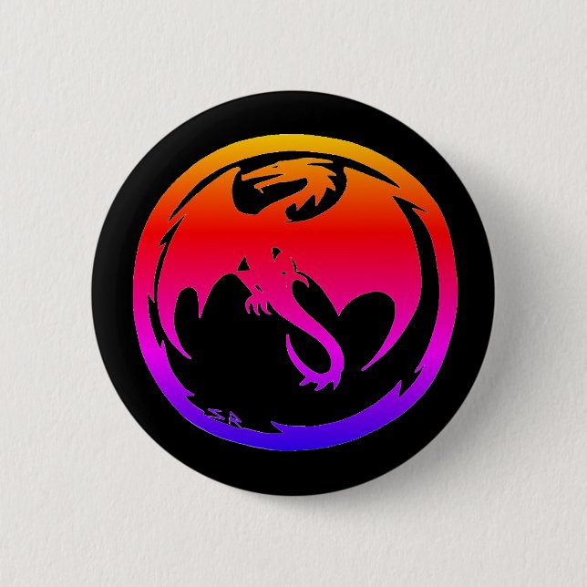 Neon Dragon black button (Front)