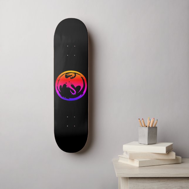 Neon Dragon black skateboard (Wall Art)