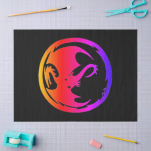 Neon Dragon black tissue paper large