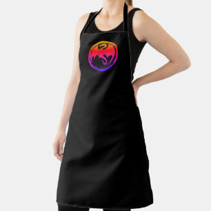 Neon Dragon black women chef apron