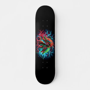 neon dragon design skateboard