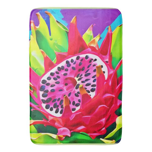 Neon Dragon Fruit Splendour Bath Mat (Front Vertical)