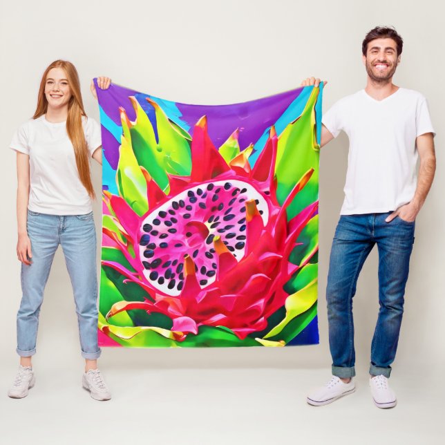 Neon Dragon Fruit Splendour Fleece Blanket (In Situ)