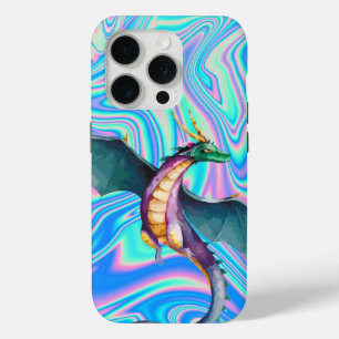 Neon Dragon Holographic Design iPhone 15 Pro Case