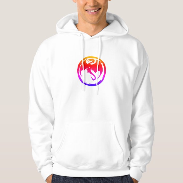 Neon Dragon men white hoodie (Front)