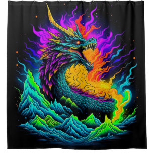 Neon Dragon Shower Curtain