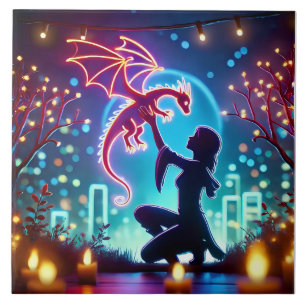 neon dragon trainer ceramic tile