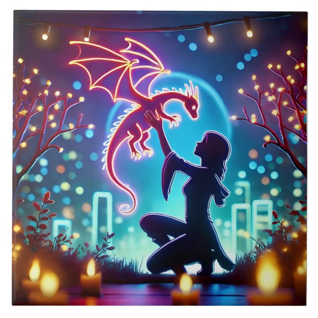  neon dragon trainer ceramic tile (Front)