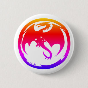 Neon Dragon white button