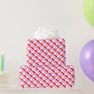 Neon Dragon white glossy wrapping paper small