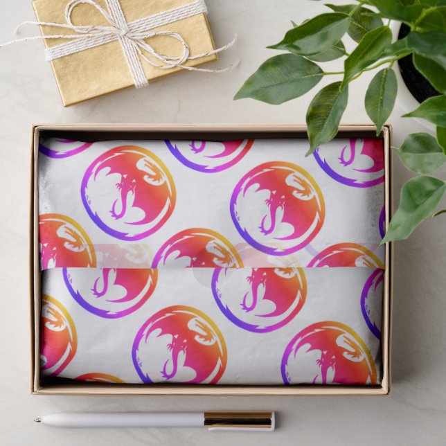 Neon Dragon white tissue paper medium (Gift)