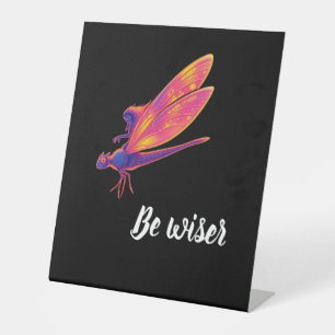 Neon Dragonfly – Aesthetic Nature Transforma Pedestal Sign