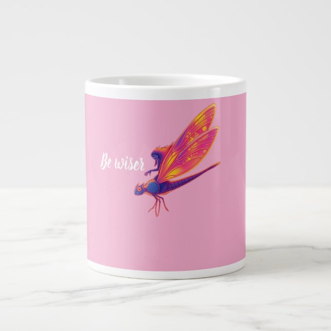 Neon Dragonfly mug– Aesthetic Nature Transforma Large Coffee Mug (Front)